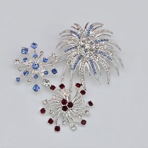 Napier Silver Brooch with Blue and Red Accents Fireworks Pin